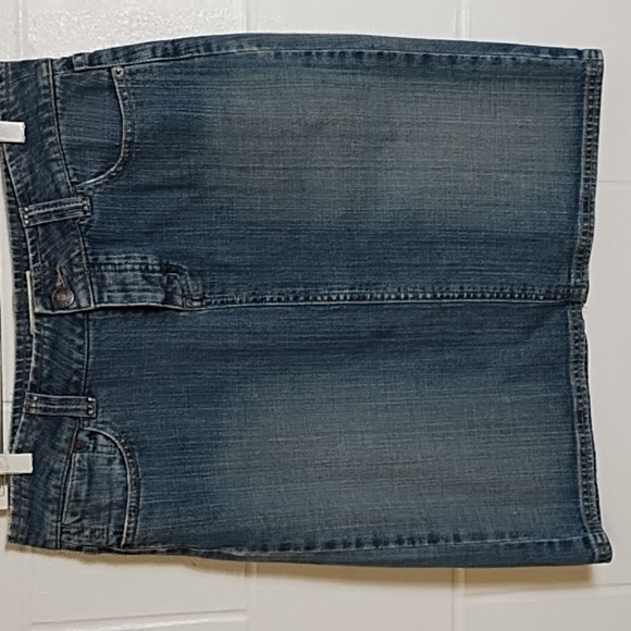 Vintage Y2K Stretch Denim Button Front Back Slit Skirt with a Touch of Bling 7/8 - Picture 1 of 10